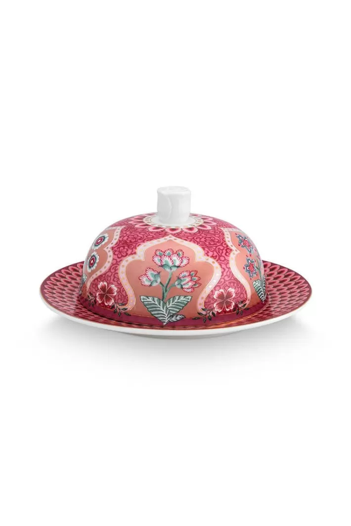 Beurrier Rond Flower Festival Rose Fonce>Pip Studio Shop